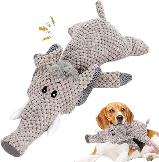 Dog Plush Toys for Aggressive Chewers, 2025 New Interactive Dog Toys for Heavy Chewers Durable Chew Toys Dog Plush Toy, Upgrade Dog Toys Indestructible Dog Puppy Squeaky Chew Toys (Grey)