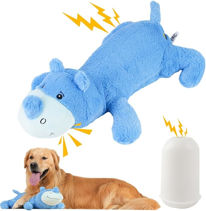 Hero Giant Chuckles Plush Dog Toy - Dog Squeaky Toys - Durable Toy with Grunt Squeaker, XL, Rhino