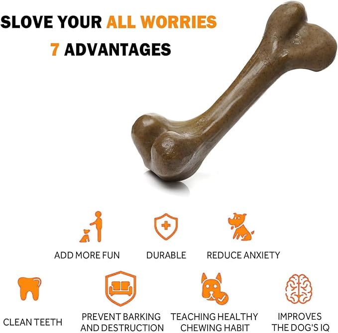 Tough Dog Toys for Aggressive Chewers, Indestructible Dog Toys, Nylon Dog Bones, Durable Tough Puppy Teething Toys, Interactive Dog Toys for Medium Large Breed, Best Gift for Dogs, Beef Flavor