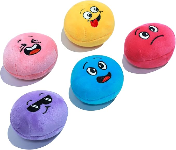 Squeaky Dog Toys, Interactive Soft Plush Puppy Toy Balls for Small Medium Breed, Cute Stuffed Pet Teething Ball Pack to Keep Dogs Busy
