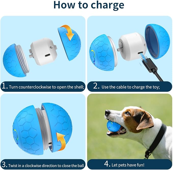 Interactive Dog Toys Balls, Dog Ball for Puppy Small Dogs Cats, Robust self-Rolling Ball, Tough Motion Activated Automatic Moving Dog Balls Toys Indoor Outdoor, Yellow