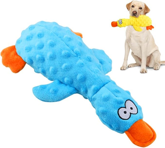 Quack-Quack Duck Dog Toy,Durable Plush Chew Toy with Sounds,Stuffed Plush Calming Duck Dog Toy for Indoor Puppies and Senior Pups (A-Blue, Small)