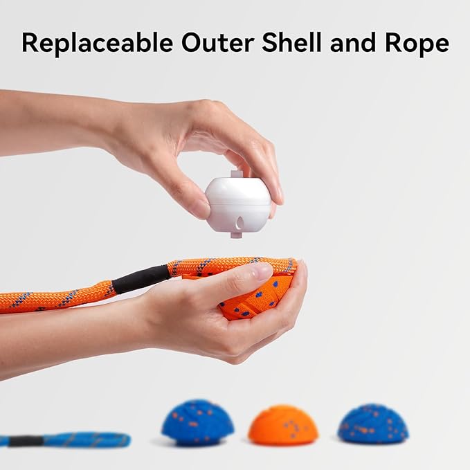 Cheerble Smart Interactive Dog Rope Toy Tug of War, Wicked Ball AIR Rope, Automatic Moving, Bouncing, and Rotating, E-TPU Material, IPX7 Waterproof Rating, Active Rolling Ball (Orange)
