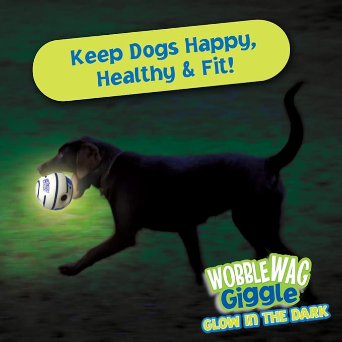 Wobble Wag Giggle Glow in The Dark | Rolling Enrichment Toy for Playtime, Interactive Play for Indoor or Outdoor, Keeps Dogs & Puppies Large, Medium or Small Busy & Moving, As Seen on TV | Pack of 1