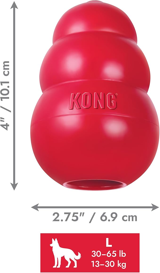 KONG Classic Stuffable Dog Toy - Fetch & Chew Toy for Dogs - Treat-Filling Capabilities & Erratic Bounce for Extended Play Time - Durable Natural Rubber Material - for Large Dogs