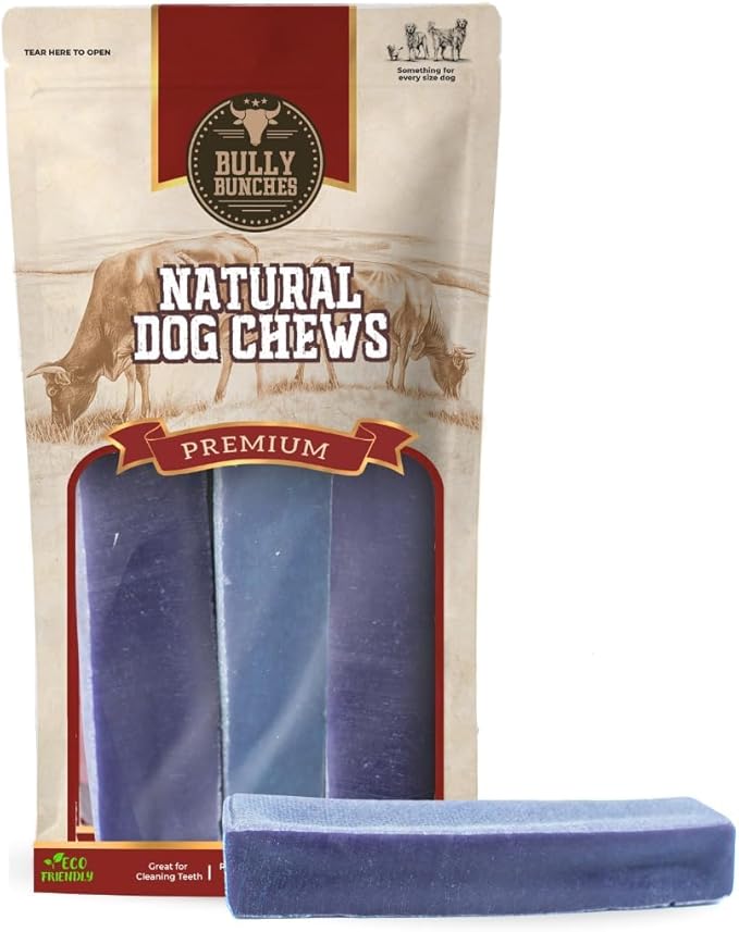 Bully Bunches Premium Fruit-Flavored Himalayan Yak Chew for Dogs - 100g, All-Natural, Long-Lasting, Authentic Yak Milk, Healthy Dental Chew, High-Protein (Medium Blueberry - 3PK, Blueberry)