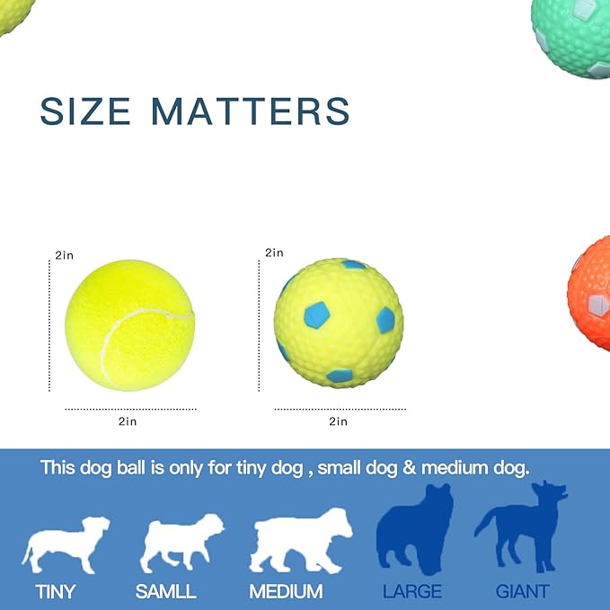 ptlsy Dog Ruber Balls 16 Pack Pet Mini Tennis Ball for Small Medium Dogs Fetching (2 inch)