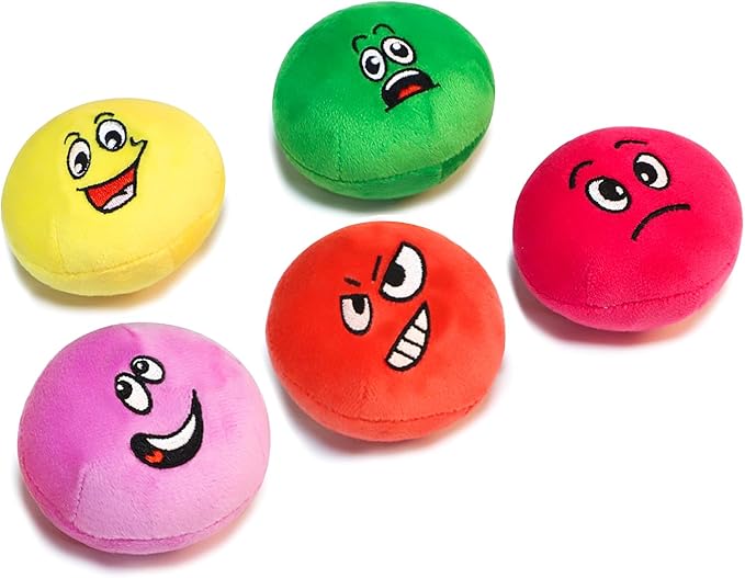 Squeaky Dog Toys, Interactive Soft Plush Puppy Toy Balls for Small Medium Breed, Cute Stuffed Pet Teething Ball Pack to Keep Dogs Busy