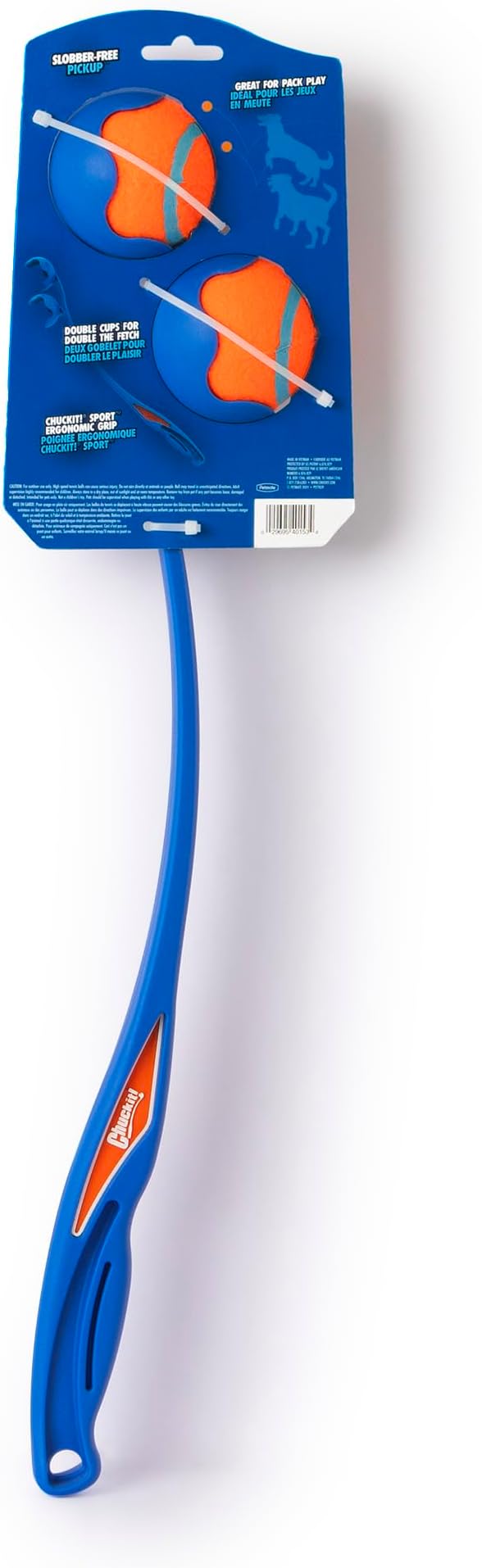 Chuckit! The Duo 22M Double Launcher Dog Toy, 22" Length, Includes 2 Medium Tennis Balls (2.5") Size Medium for Breeds 20-60lbs, Multi-Dog and Pack Play