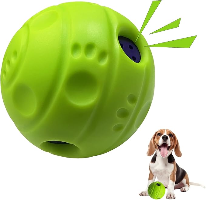Dog Toys Ball, Interactive Dog Ball, No Paint, Gibbering Sound with Surface Concave Lines, M, 3.46 in (8.8 cm)