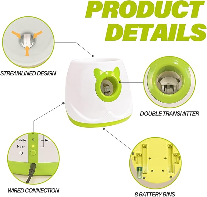 BESTHLS Automatic Dog Ball Launcher Interactive Tennis Ball Thrower Machine for Small Medium Dogs Fetching Distance 10-30ft (White2, Remote Included)