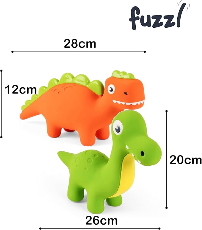 Rexy & Steggy Dinosaur Latex Soft Chew Toy 2 Pack - Food Grade Latex Dog and Puppy Toy