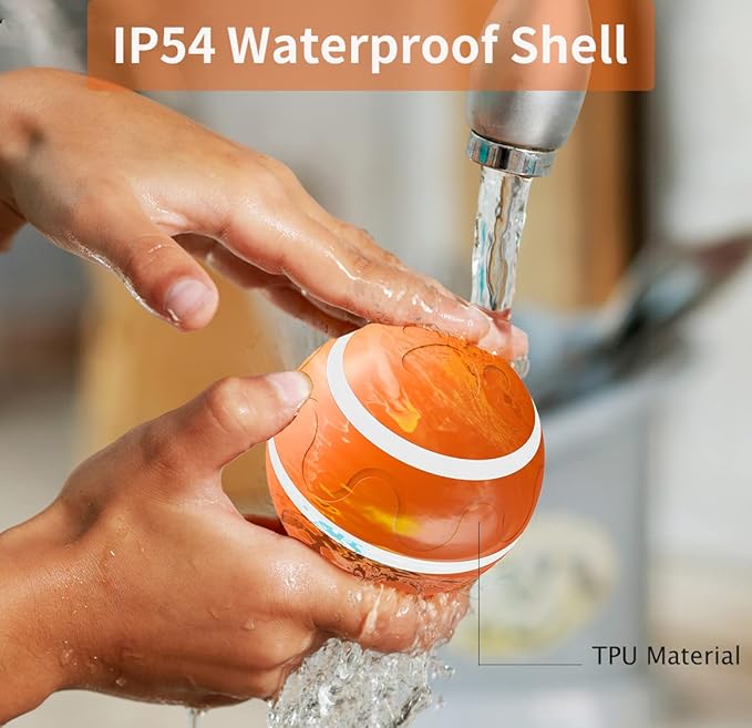 Interactive Dog Toys Dog Ball - 2025 Newly Upgraded Durable Motion Activated Automatic Moving, Bouncing, and Rotating Ball for Medium/Large Dogs, USB Rechargeable, Orange