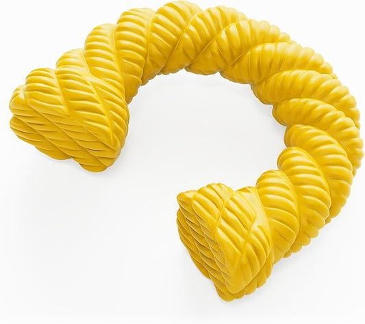 Dog Toys for Aggressive Chewers - Dog Toys for Medium Large Dogs, Toys for Traning, Indestructible Dog Toy with Beef Flavor, Natural Rubber Horseshoe-Shaped Chew Toys (Yellow)