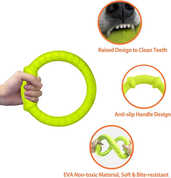 LaRoo Dog Flying Ring Toys, Floating Flying Disc ABS Durable Interactive Chew Toys for Training Outdoor Playing Puppy Medium Large Dogs (Small Green/18cm)
