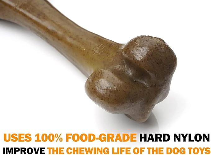 Aggressive Dog Chew Toys - Nylon Bones, Indestructible, Durable Teething Toys for Medium Large Dogs, Extreme Chew Toys, Beef Flavor (2pcs)