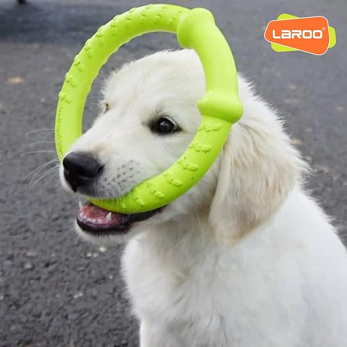 LaRoo Dog Flying Ring Toys, Floating Flying Disc ABS Durable Interactive Chew Toys for Training Outdoor Playing Puppy Medium Large Dogs (Small Green/18cm)