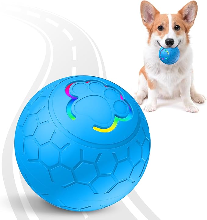 Interactive Dog Toys Dog Ball,Auto Bouncing Rotating Ball, Moving Pet Toys for Small Dogs 20 lbs (Size Small - 2.2-inch Diameter) Fun Gift for Boredom,USB Rechargeable(Blue)