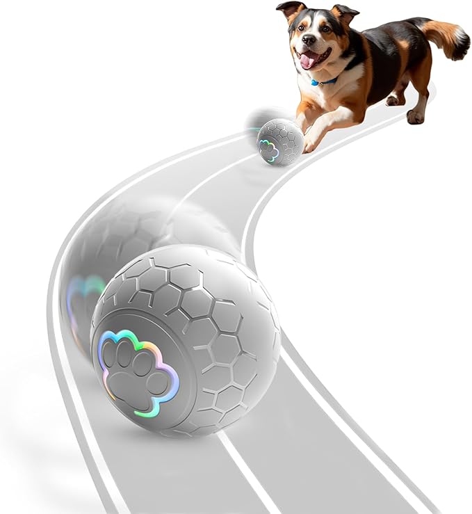 Smart Interactive Dog Toys Ball, Auto Bouncing Rotating Ball, Moving Pet Toys for Small Dogs Under 20 lbs - 2.2 Inch Puppy Toy for Indoor/Outdoor Play, USB Rechargeable, Fun Gift for Boredom, Gray