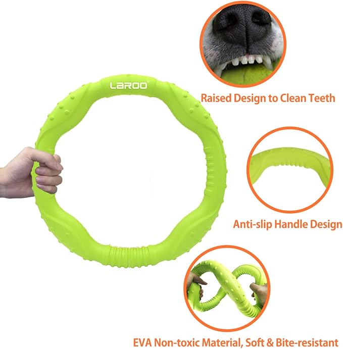 LaRoo Dog Ring Toy - Durable Flying Ring for Fetch, Water Play & Training | Tough Chew-Proof Design for Aggressive Chewer Breeds, Easy-Throw Lightweight Frisbee for Medium/Large Dogs(Green/30cm)