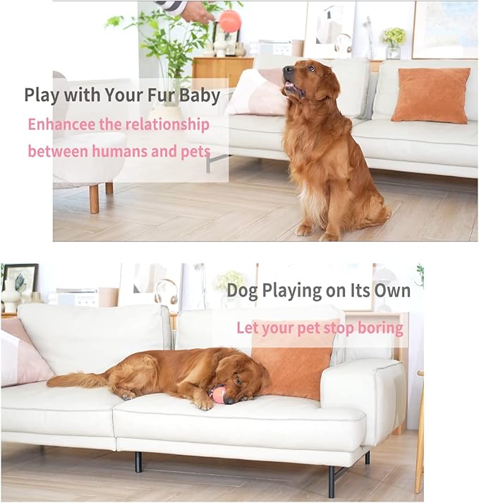 Interactive Dog Toys Dog Ball - 2025 Newly Upgraded Durable Motion Activated Automatic Moving, Bouncing, and Rotating Ball for Medium/Large Dogs, USB Rechargeable,Pink