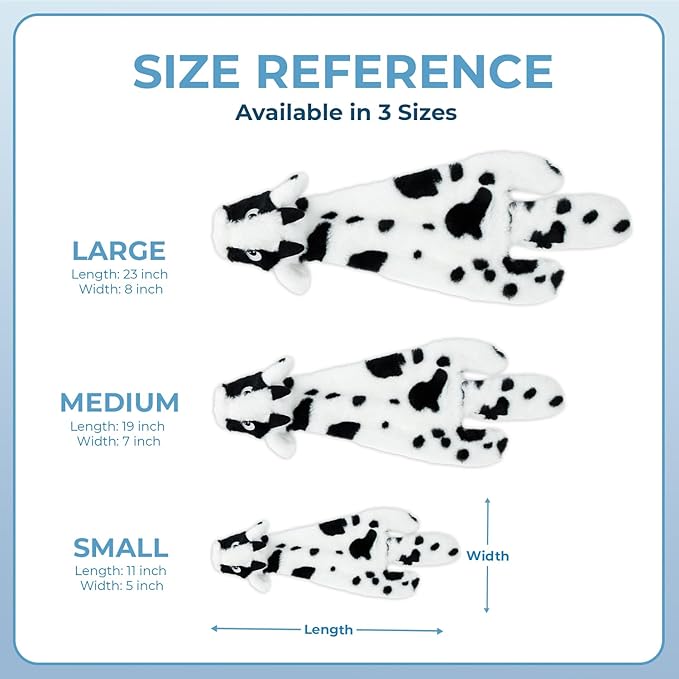 2-in-1 Stuffless Squeaky Dog Toys with Soft, Durable Fabric for Small, Medium, and Large Pets by Best Pet Supplies - No Stuffing for Indoor Play, Sheep, Cow, size L