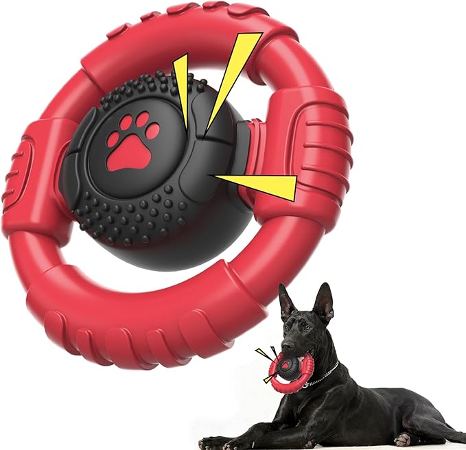 Tough Dog Toys for Aggressive Chewers Large Breed, Indestructible Nylon Rubber Squeaky Chew Toy for Big Dogs, Heavy Duty Super Chewer for Pitbull