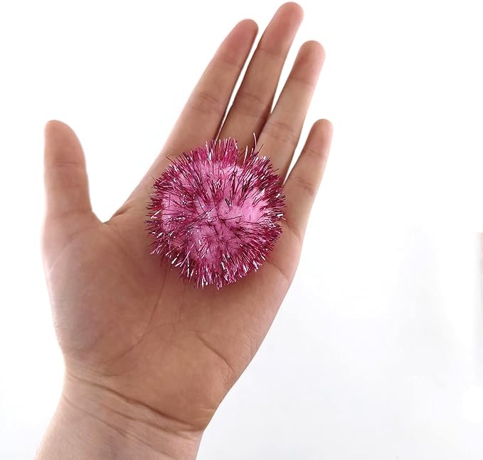20 Pcs Assorted Color Flash Ball Cat's Favorite Toy Ball Tinsel Pom Poms Flash.