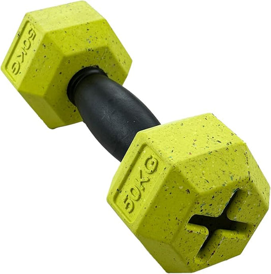 Max Fusion Made with Nike Grind, Dumbbell Dog Toy, Yellow Treat Dispenser, Natural Rubber Chew Toy for Large Dog Breeds & Puppies, Dental Health, Puzzle, Reward Play, Training Toy