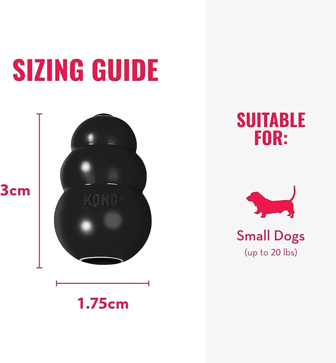 KONG Extreme Dog Toy - Fetch & Chew Toy - Treat-Filling Capabilities & Erratic Bounce for Extended Play Time Most Durable Natural Rubber Material - for Power Chewers - for Small Dogs (Pack of 2)