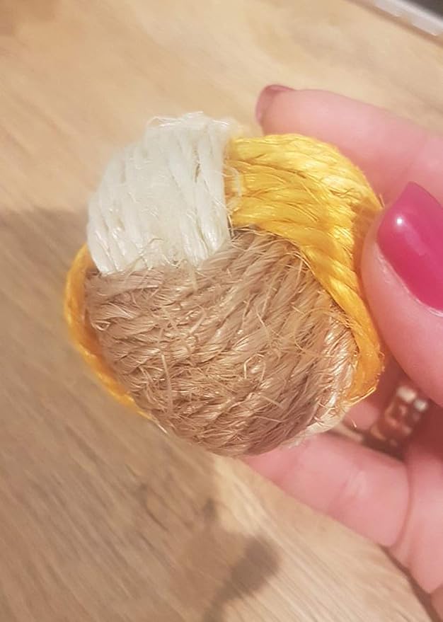 6Pcs Cat Toy Sisal Ball Pet Scratching Ball Chew Eco-Friendly Toy Pets Interactive Toy Bite and Wear Resistant(Random Color)