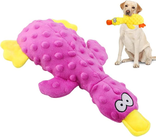 Quack-Quack Duck Dog Toy,Durable Plush Chew Toy with Sounds,Stuffed Plush Calming Duck Dog Toy for Indoor Puppies and Senior Pups (A-Purple, Small)