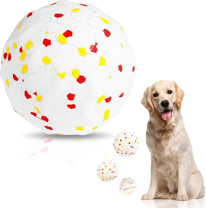 Interactive Dog Toys Ball, Automatic Moving, Bouncing Chew Toys, E-TPU Material, Suitable for Large and Medium-Sized Dogs, Used for Boredom Relief and Daily Training, USB Rechargeable (White)