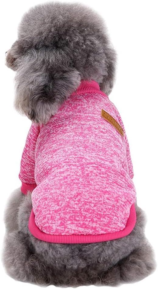 Jecikelon Dog Clothes Dogs Sweater Soft Puppies Clothing Winter Puppy Sweaters Warm Outfit for Dogs Small XXS XS Cat Apparel (Rose red, S)