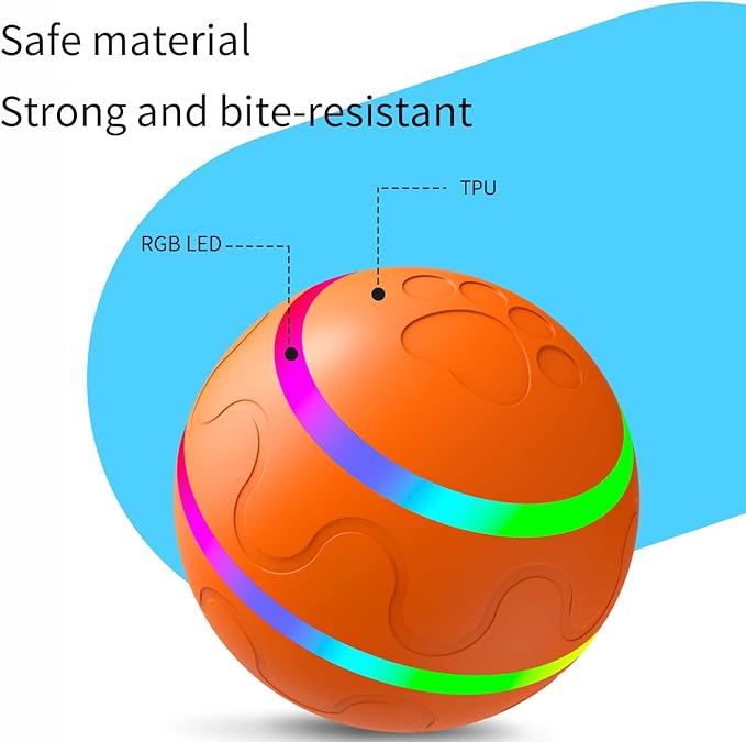 Interactive Dog Toys Dog Ball - 2025 Newly Upgraded Durable Motion Activated Automatic Moving, Bouncing, and Rotating Ball for Medium/Large Dogs, USB Rechargeable, Orange