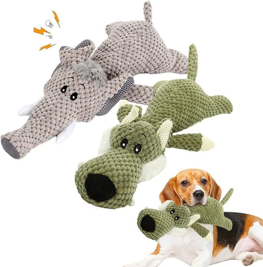 Dog Plush Toys for Aggressive Chewers, 2025 New Interactive Dog Toys for Heavy Chewers Durable Chew Toys Dog Plush Toy, Upgrade Dog Toys Indestructible Dog Puppy Squeaky Chew Toys (Grey+Green)