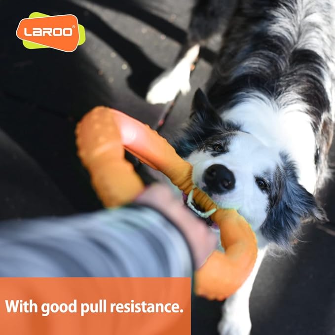 LaRoo Dog Ring Toy - Durable Flying Ring for Fetch,Water Play & Training Tough,Chew-Proof Design for Aggressive Chewer Breeds, Easy-Throw Lightweight Frisbee for Medium/Large Dogs (Orange/30cm)