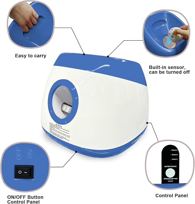 SOCO Automatic Ball Launcher for Dogs - 3 Distance Settings (40/60/80FT) w/Remote Control | 2.5" ETPU Tennis Balls | Indoor/Outdoor Dog Toy | 6 Balls & Quick Charge Included