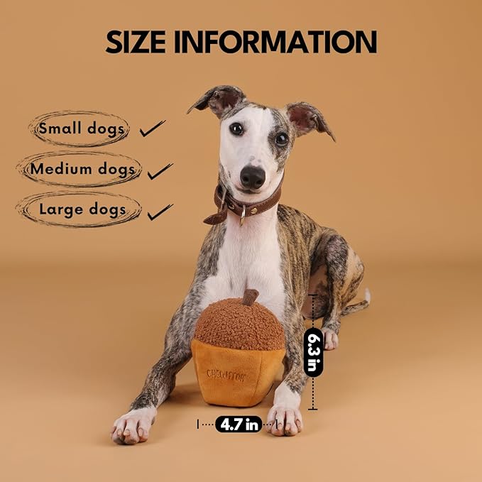 Interactive Plush Dog Toy, Enrichment Crinkle Treat Puzzle Toys for Boredom and Stimulating, Acorn Shaped Snuffle Dog Toys, Hide and Seek Toy for Small, Medium and Large Dogs