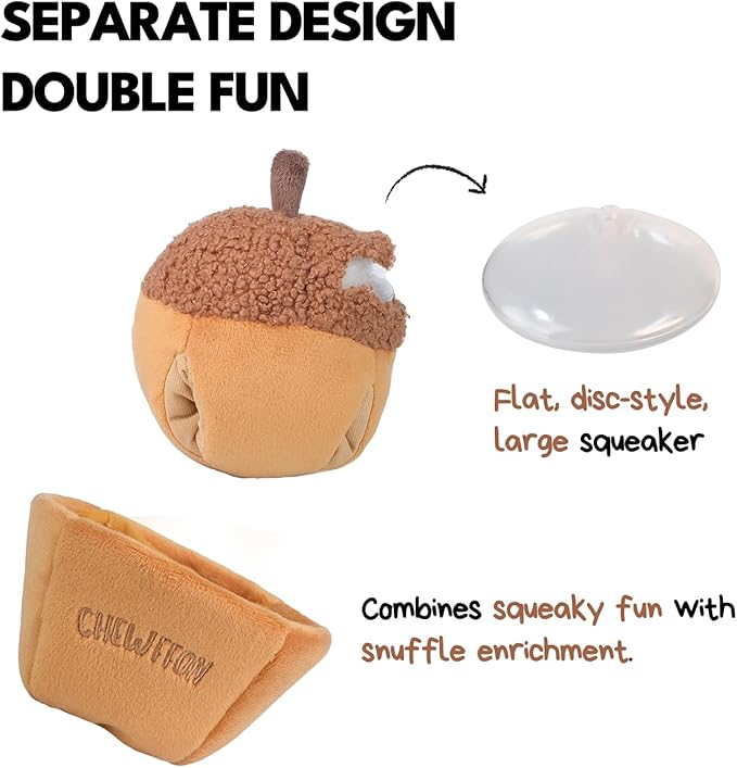 Interactive Plush Dog Toy, Enrichment Crinkle Treat Puzzle Toys for Boredom and Stimulating, Acorn Shaped Snuffle Dog Toys, Hide and Seek Toy for Small, Medium and Large Dogs