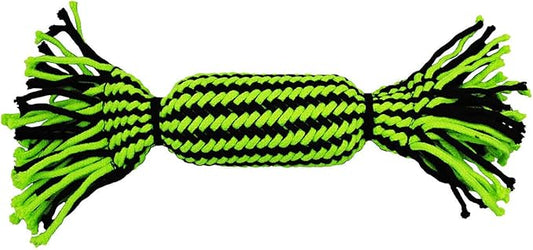 Jolly Pets Knot-N-Chew Tube Squeaker Green/Black Small/Medium