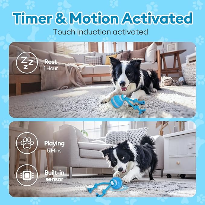 Interactive Dog Toy with Automatic Motion-Activated Squeaky Sound & Stimulation, Durable Puppy Chew Toys for Small/Medium Dogs – Training Treat Ball for Boredom, Anxiety Relief, and Teething Puppies