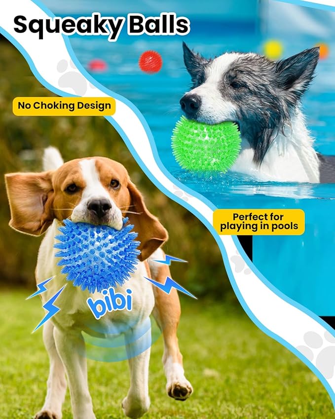 3.5" Light Up Squeaky Dog Balls,Led Dog Balls 6 Colors for Teething, BPA Free Non-Toxic,Spiky Dogs Ball Durable Toys for Aggressive Chewers Large Medium and Small Dogs Tennis Ball for Dogs