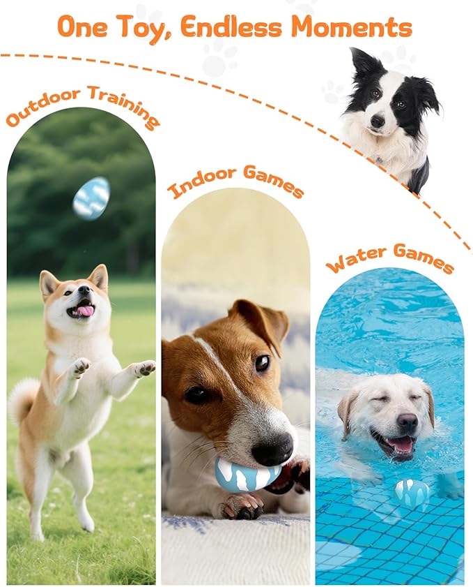 SCHITEC Squeaky Dog Toys for Aggressive Chewers, Tough Rubber Bouncy Balls for Boredom, Durable Pet Chew Toy Ball for Large Medium Breed Dogs (2.8 * 3.7inch)