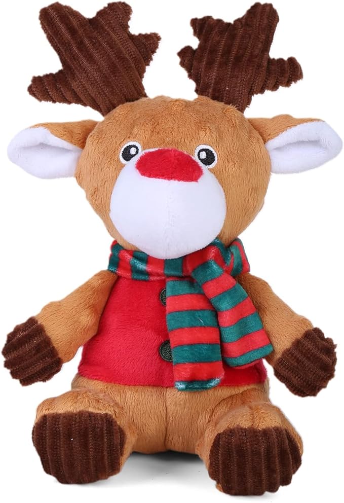 Blnboimrun Plush Moose Dog Toy - Milu Deer Squeaky & Crinkle Chew Toys for Large & Medium Dogs