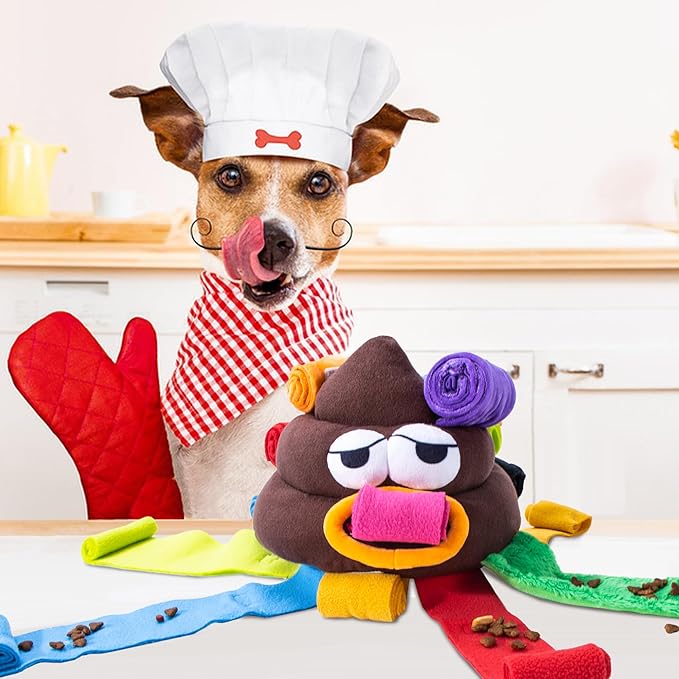 Upgrade Poop Interactive Snuffle Dog Toys Snuffle Ball for Dogs Small Medium Large Breed,Dog Puzzle Toys Slow Feeder Treat Ball for Boredom,Squeaky Pet Snuffle Mat Enrichment Toys