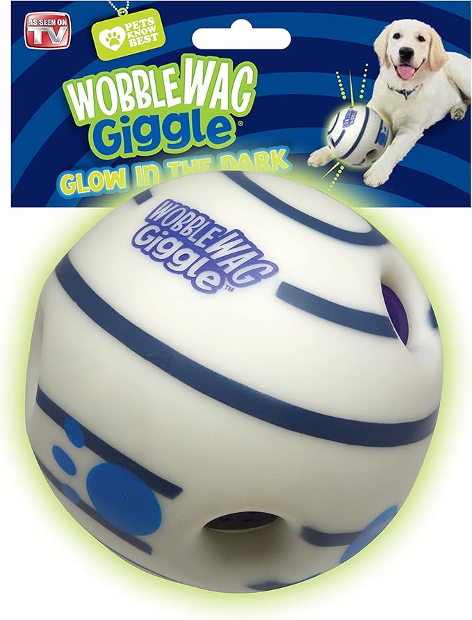 Wobble Wag Giggle Glow in The Dark | Rolling Enrichment Toy for Playtime, Interactive Play for Indoor or Outdoor, Keeps Dogs & Puppies Large, Medium or Small Busy & Moving, As Seen on TV | Pack of 1