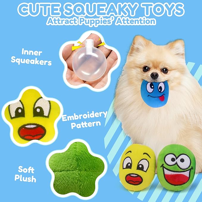 Puppy Chew Toys for Teeth Cleen & Gum Massage, 16 Pack Puppy Teething Toys for 0-6 Months, Soft Plush, Ball and More Rope Interactive Dog Chew Toy Puppies Supplies Starter Kit to Keep Them Busy