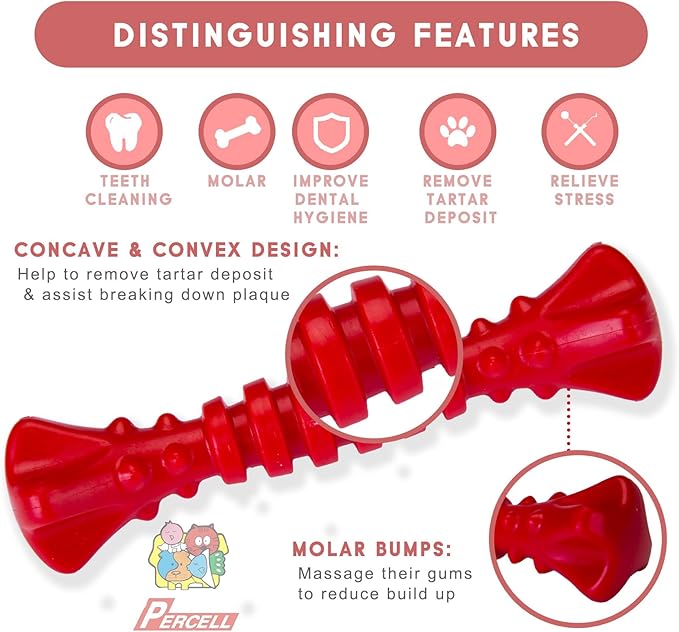 7-1/2" Dog Chew Toys - Thermoplastic Rubber Dog Chew Spiral Bone with Strawberry Flavor, for Medium Large Dogs (Strawberry)