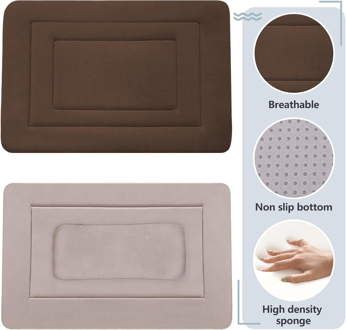 JoicyCo Soft Dog Bed Crate Pad Mat, 42 in Non-Slip Bottom Washable for Large Dogs, Pet Mattress Kennel Pad, Dark Brown